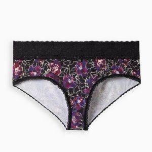 Torrid Cotton Mid-Rise Cheeky Lace Trim Panty